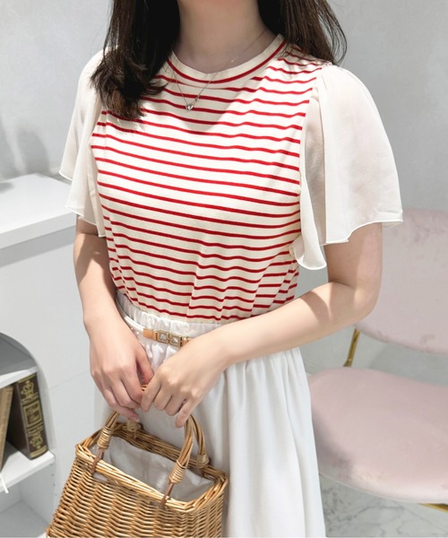 apres jour(アプレジュール)の「フレアスリーブドッキングトップス【ZOZOTOWN限定アイテム】(Tシャツ/カットソー・レディース・レッド系その他/オフホワイト/ブラック系その他・フリー/X-LARGE)」の22枚目の写真