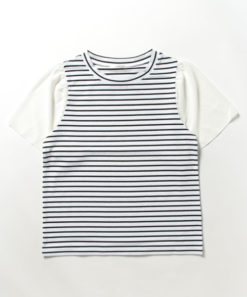 apres jour(アプレジュール)の「フレアスリーブドッキングトップス【ZOZOTOWN限定アイテム】(Tシャツ/カットソー・レディース・レッド系その他/オフホワイト/ブラック系その他・フリー/X-LARGE)」の5枚目の写真