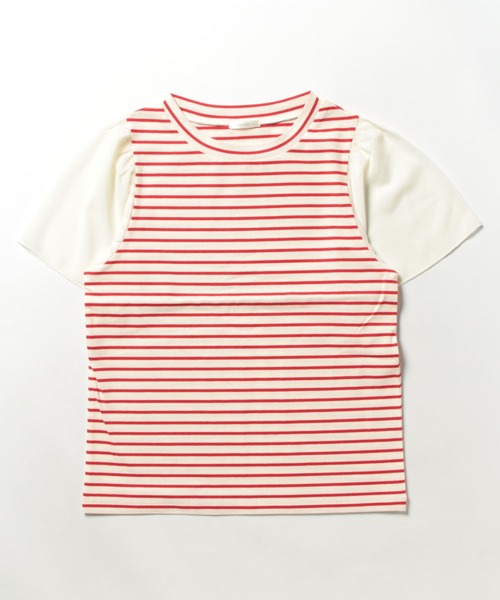 apres jour(アプレジュール)の「フレアスリーブドッキングトップス【ZOZOTOWN限定アイテム】(Tシャツ/カットソー・レディース・レッド系その他/オフホワイト/ブラック系その他・フリー/X-LARGE)」の6枚目の写真