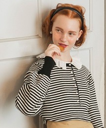 BONLECILL | パールボタン ヘンリーネックボリュームスリーブリブニットプルオーバー(ニット/セーター)