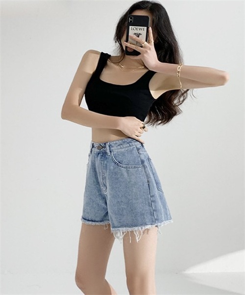 FREE STYLISTS(フリー スタイリスト)の「フリンジデニムショートパンツ(デニムパンツ・レディース・ブラック/ブルー・XL/S/M/L/2XL)」の9枚目の写真