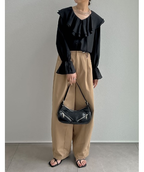 Re:EDIT(リエディ)の「キャンディスリーブラッフルシアーブラウス(シャツ/ブラウス・レディース・ベージュ/ホワイト/ブルー/ブラック/オリーブ/ピンク・LARGE/MEDIUM)」の16枚目の写真