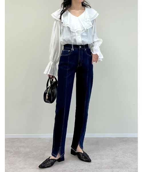 Re:EDIT(リエディ)の「キャンディスリーブラッフルシアーブラウス(シャツ/ブラウス・レディース・ベージュ/ホワイト/ブルー/ブラック/オリーブ/ピンク・LARGE/MEDIUM)」の11枚目の写真