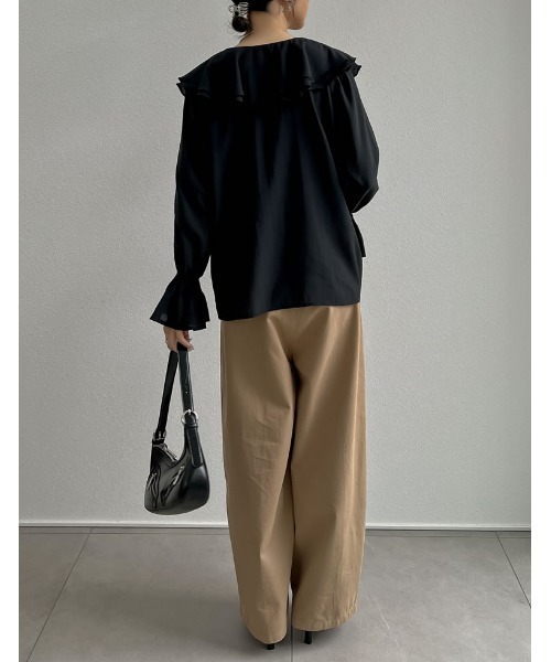 Re:EDIT(リエディ)の「キャンディスリーブラッフルシアーブラウス(シャツ/ブラウス・レディース・ベージュ/ホワイト/ブルー/ブラック/オリーブ/ピンク・LARGE/MEDIUM)」の18枚目の写真