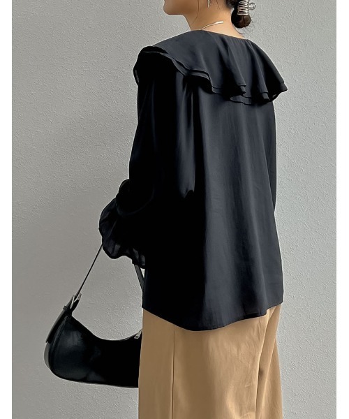 Re:EDIT(リエディ)の「キャンディスリーブラッフルシアーブラウス(シャツ/ブラウス・レディース・ベージュ/ホワイト/ブルー/ブラック/オリーブ/ピンク・LARGE/MEDIUM)」の20枚目の写真