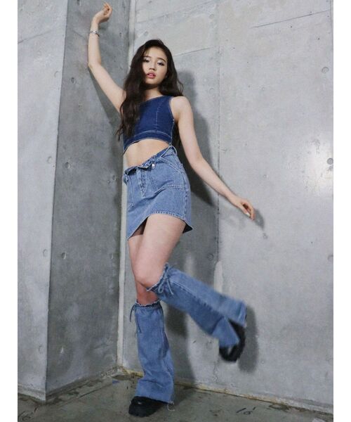 EVRIS（エヴリス）の「【10周年記念】デニムレッグウォーマー（レッグウォーマー・レディース・ブルー・FREE）」の4枚目の写真