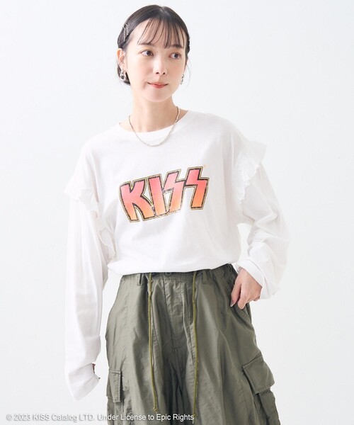 セール】KISS ロゴ フリル ロンT / ロックTシャツ / バンドT