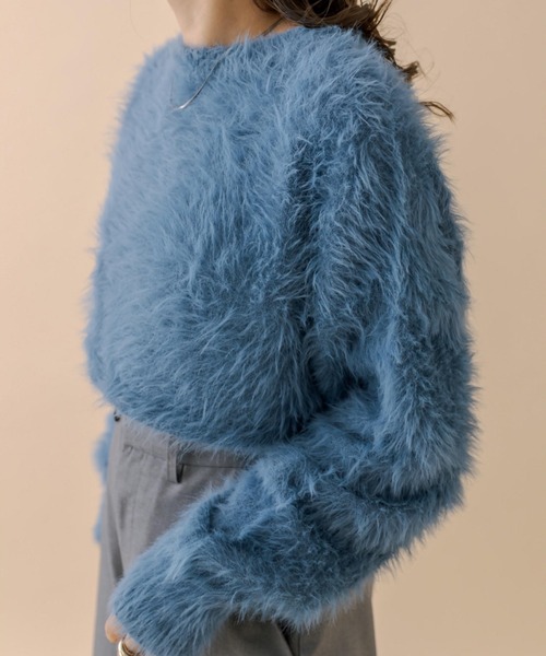 mline（エムライン）の「[mline]ショートフェザーニット（カーディガン/ボレロ・レディース・オフホワイト/ブルー/ベージュ/ブラック/イエロー・FREE）」の4枚目の写真