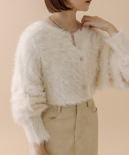 mline（エムライン）の「[mline]ショートフェザーニット（カーディガン/ボレロ・レディース・オフホワイト/ブルー/ベージュ/ブラック/イエロー・FREE）」の7枚目の写真