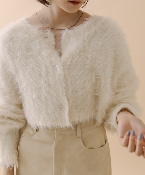 mline（エムライン）の「[mline]ショートフェザーニット（カーディガン/ボレロ・レディース・オフホワイト/ブルー/ベージュ/ブラック/イエロー・FREE）」の8枚目の写真