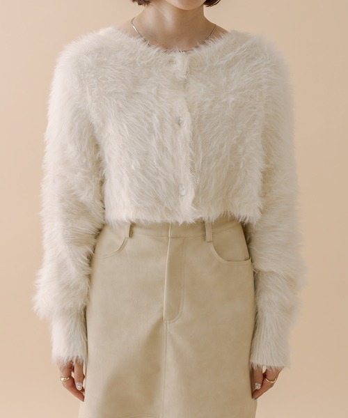 mline（エムライン）の「[mline]ショートフェザーニット（カーディガン/ボレロ・レディース・オフホワイト/ブルー/ベージュ/ブラック/イエロー・FREE）」の9枚目の写真