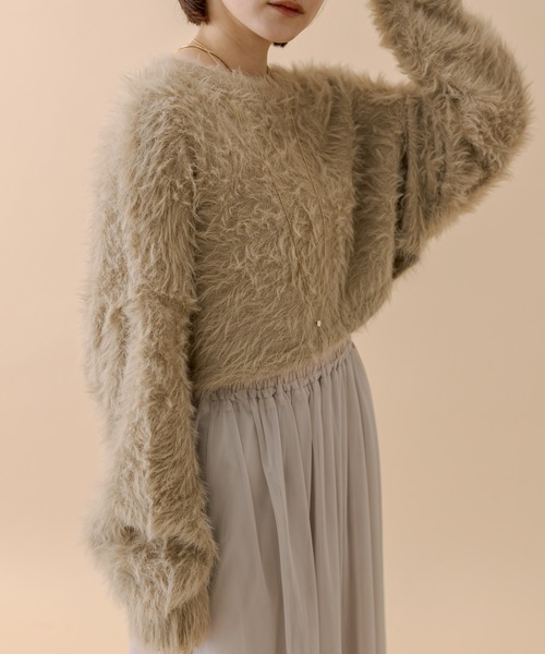 mline（エムライン）の「[mline]ショートフェザーニット（カーディガン/ボレロ・レディース・オフホワイト/ブルー/ベージュ/ブラック/イエロー・FREE）」の20枚目の写真