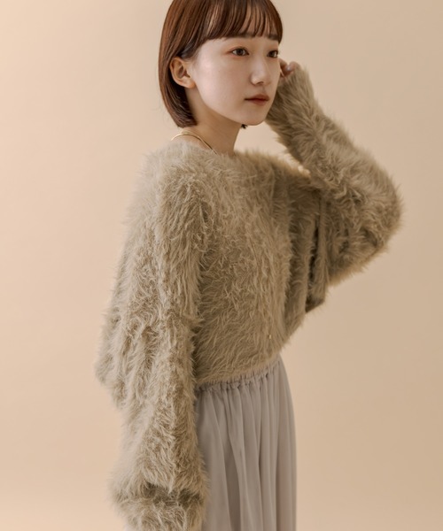 mline（エムライン）の「[mline]ショートフェザーニット（カーディガン/ボレロ・レディース・オフホワイト/ブルー/ベージュ/ブラック/イエロー・FREE）」の21枚目の写真