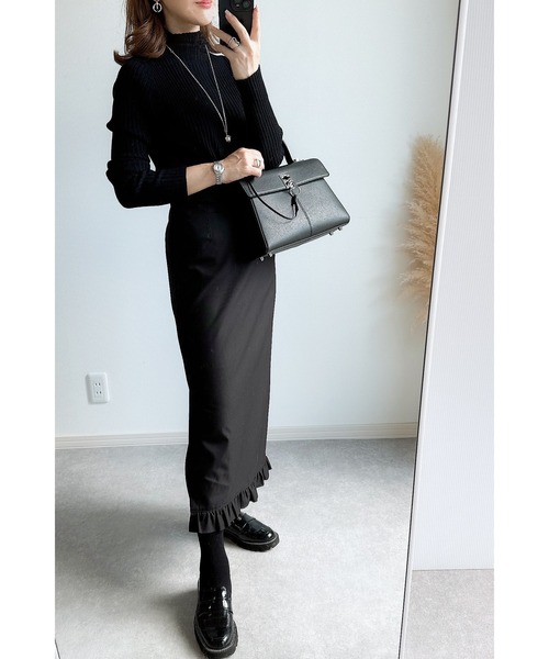 &. NOSTALGIA（アンドドットノスタルジア）の「【ZOZO限定】フリルヘムスリットタイトスカート（スカート・レディース・グレー/ブラック・FREE）」の11枚目の写真