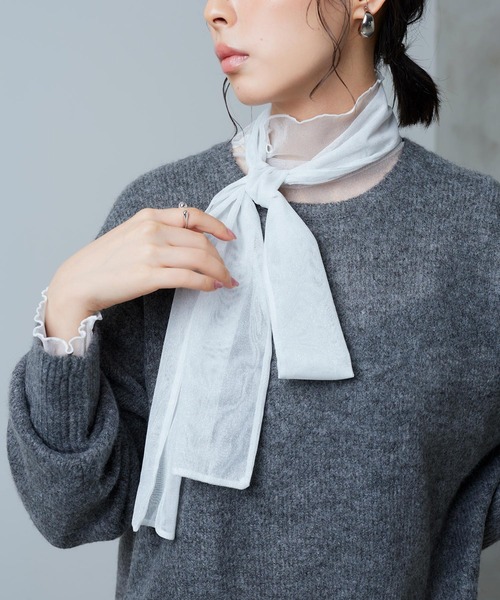 洗える ストレッチ ｜ 肌見せデザイン ラメチュール シアートップス