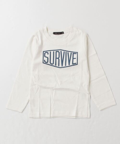 ZI-ON（ジーオン）の「ロゴデザインプリント長袖Tシャツ（Tシャツ/カットソー・キッズ・ホワイト系その他/ベージュ系その他2/ブラウン/ベージュ系その他/ホワイト系その他3/ブラック系その他3/オフホワイト/ブルー/ブラック系その他/杢グレー/ホワイト系その他2/ネイビー系/ブラック系その他4/ネイビー/モカ/ベージュ/ブラック/ブラウン系その他/ブラック系その他2/カーキ・120cm/110cm/130cm/140cm/150cm/160cm）」の21枚目の写真