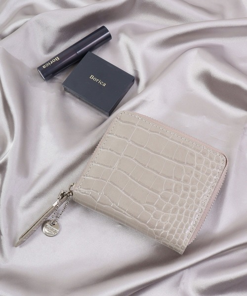 FUNALIVE（ファンアライブ）の「Pisoraro クロコ型押し　ラウンドファスナーミニ財布（財布・レディース・ベージュ/ライトグレー/グレー・FREE）」の2枚目の写真