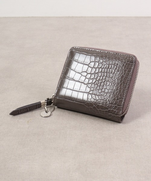 FUNALIVE（ファンアライブ）の「Pisoraro クロコ型押し　ラウンドファスナーミニ財布（財布・レディース・ベージュ/ライトグレー/グレー・FREE）」の5枚目の写真
