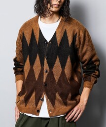 FREAK'S STORE（フリークスストア）の「限定展開 PENNEYS×FREAK'S STORE/ぺニーズ 別注 モヘヤタッチ 総柄 ルーズカーディガン/レオパード/アーガイル（カーディガン/ボレロ・メンズ）」