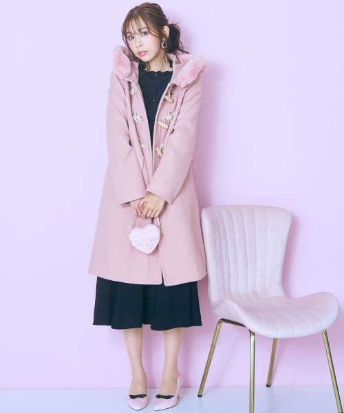 大きいサイズ＞ フェイクファーフードダッフルコート marun（ダッフル