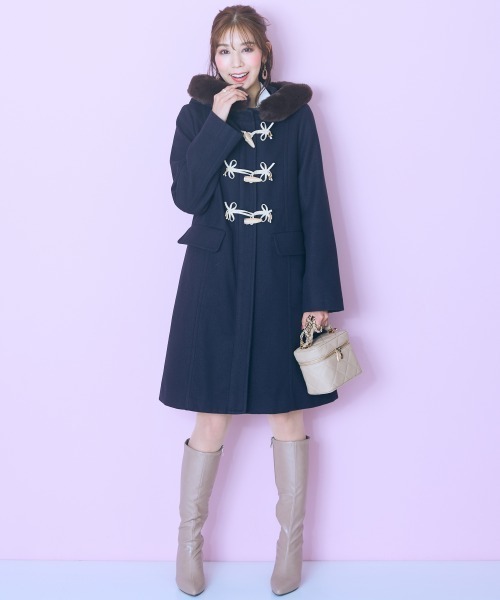 大きいサイズ＞ フェイクファーフードダッフルコート marun（ダッフル