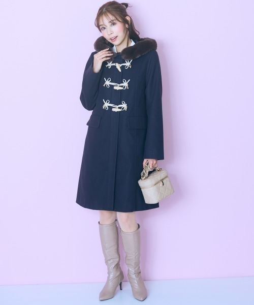 10.15まで限定値下げ♡マルン　marunダッフルコート　ブラック　新品未使用 大きいサイズ＞ フェイクファーフードダッフルコート marun（ダッフル