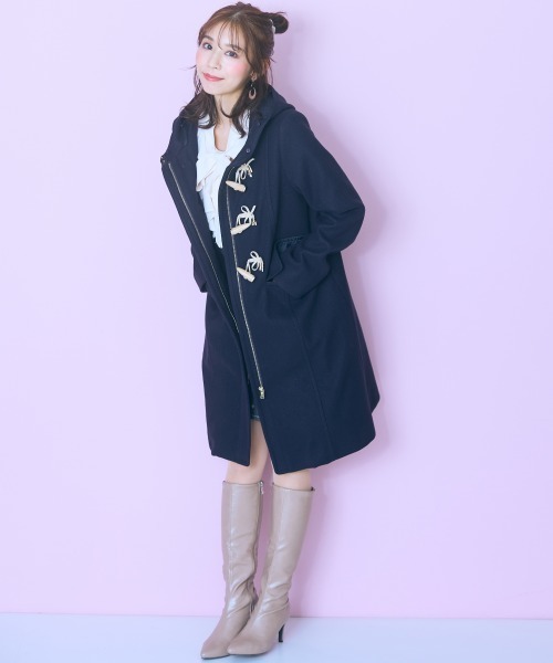 大きいサイズ＞ フェイクファーフードダッフルコート marun（ダッフル