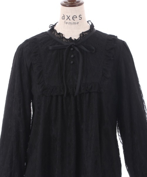axes femme(アクシーズファム)の「袖口シャーリング総レースプルオーバー(Tシャツ/カットソー・レディース・ブラック/キナリ/ワイン・FREE)」の16枚目の写真