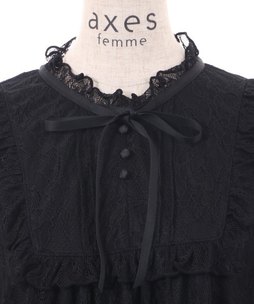 axes femme(アクシーズファム)の「袖口シャーリング総レースプルオーバー(Tシャツ/カットソー・レディース・ブラック/キナリ/ワイン・FREE)」の18枚目の写真