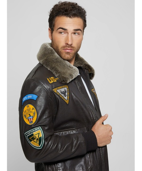 ヘイリービーバー 着用 GUESS ゲス レザージャケットusa