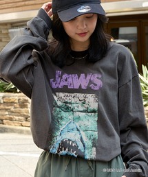 MONO-MART(モノマート)の【BACK TO THE FUTURE / JAWS / Woody Woodpecker】別注 バック・トゥ・ザ・フューチャー ジョーズ ピグメント加工ヴィンテージライクデザイン ビッグシルエット長袖Tシャツ(Tシャツ/カットソー)