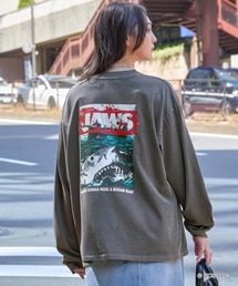 【BACK TO THE FUTURE / JAWS / Woody Woodpecker】別注 バック・トゥ・ザ・フューチャー ジョーズ ピグメント加工ヴィンテージライクデザイン ビッグシルエット長袖Tシャツ