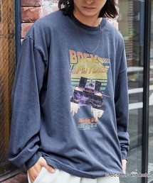 【BACK TO THE FUTURE / JAWS / Woody Woodpecker】別注 バック・トゥ・ザ・フューチャー ジョーズ ピグメント加工ヴィンテージライクデザイン ビッグシルエット長袖Tシャツ