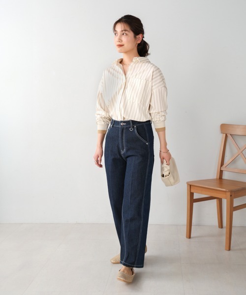 Bou Jeloud（ブージュルード）の「サイドラインデニムパンツ（デニムパンツ・レディース・インディゴブルー/ブラック・38）」の9枚目の写真