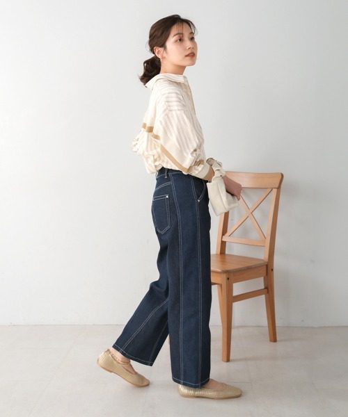 Bou Jeloud（ブージュルード）の「サイドラインデニムパンツ（デニムパンツ・レディース・インディゴブルー/ブラック・38）」の11枚目の写真