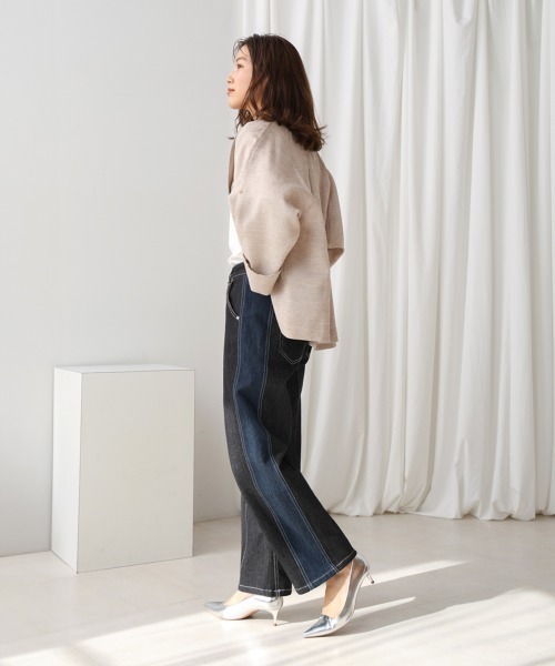 Bou Jeloud（ブージュルード）の「サイドラインデニムパンツ（デニムパンツ・レディース・インディゴブルー/ブラック・38）」の18枚目の写真