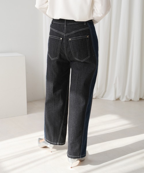 Bou Jeloud（ブージュルード）の「サイドラインデニムパンツ（デニムパンツ・レディース・インディゴブルー/ブラック・38）」の22枚目の写真