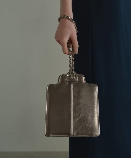 ANDRESD（アンドレスド）の「one handle square bag バッグ パーティーバッグ ワンハンドルバッグ 結婚式 お呼ばれ フォーマル 普段使い ゴールド シルバー チェーン（ハンドバッグ・レディース・モカ/シルバー/ブラック・FREE）」の7枚目の写真