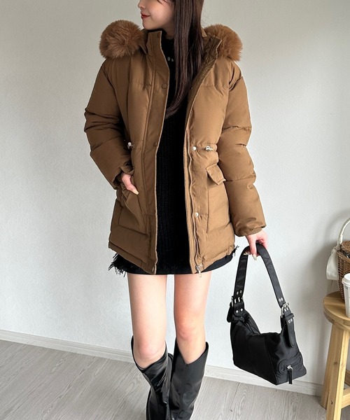 セール】【冬に大活躍間違いなし！】ファーフードウエストマークダウン