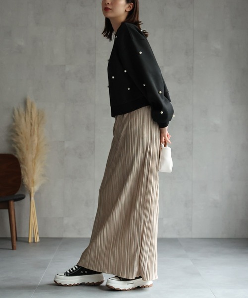 sakishimatokyo（サキシマトーキョー）の「パール付き 裏起毛スウェット/プルオーバー/トレーナー（スウェット・レディース・ライトグレー/ブラック/チャコール/アイボリー・FREE）」の7枚目の写真