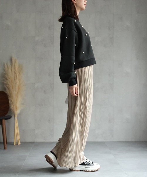 sakishimatokyo（サキシマトーキョー）の「パール付き 裏起毛スウェット/プルオーバー/トレーナー（スウェット・レディース・ライトグレー/ブラック/チャコール/アイボリー・FREE）」の11枚目の写真