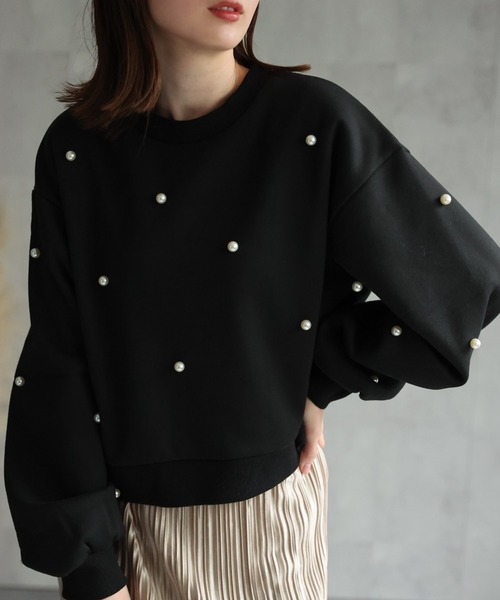 sakishimatokyo（サキシマトーキョー）の「パール付き 裏起毛スウェット/プルオーバー/トレーナー（スウェット・レディース・ライトグレー/ブラック/チャコール/アイボリー・FREE）」の15枚目の写真