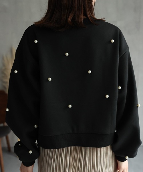 sakishimatokyo（サキシマトーキョー）の「パール付き 裏起毛スウェット/プルオーバー/トレーナー（スウェット・レディース・ライトグレー/ブラック/チャコール/アイボリー・FREE）」の20枚目の写真