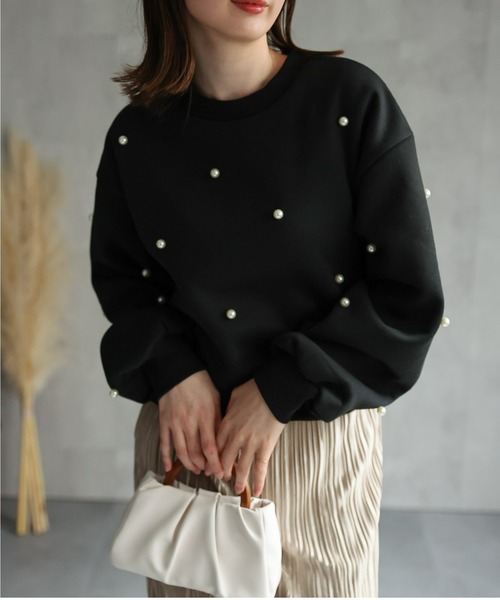 sakishimatokyo（サキシマトーキョー）の「パール付き 裏起毛スウェット/プルオーバー/トレーナー（スウェット・レディース・ライトグレー/ブラック/チャコール/アイボリー・FREE）」の22枚目の写真