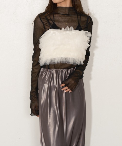 Lui's（ルイス）の「チュールボリュームビスチェ（ベスト・レディース・チャコールグレー/ホワイト/サックスブルー・FREE）」の4枚目の写真