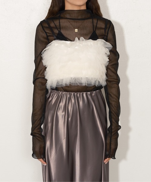 Lui's（ルイス）の「チュールボリュームビスチェ（ベスト・レディース・チャコールグレー/ホワイト/サックスブルー・FREE）」の10枚目の写真