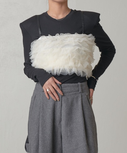 Lui's（ルイス）の「チュールボリュームビスチェ（ベスト・レディース・チャコールグレー/ホワイト/サックスブルー・FREE）」の18枚目の写真