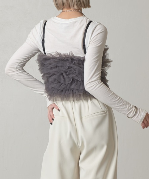 Lui's（ルイス）の「チュールボリュームビスチェ（ベスト・レディース・チャコールグレー/ホワイト/サックスブルー・FREE）」の17枚目の写真