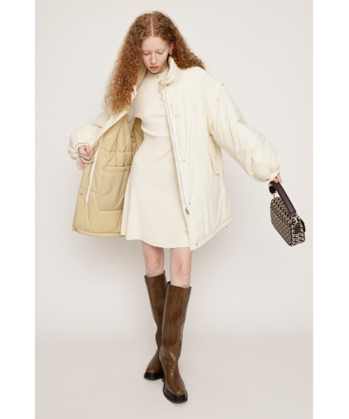 SLY(スライ)の「TUCK SLEEVE FLARE KNIT S/OP タック スリーブ フレア ニット ショートワンピース(ワンピース・レディース・アイボリー/ブラック/杢グレー・1/2)」の6枚目の写真