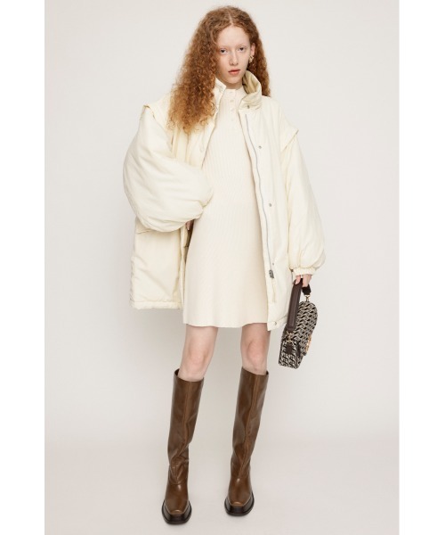 SLY(スライ)の「TUCK SLEEVE FLARE KNIT S/OP タック スリーブ フレア ニット ショートワンピース(ワンピース・レディース・アイボリー/ブラック/杢グレー・1/2)」の5枚目の写真